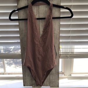 Deep v , scoop back bodysuit